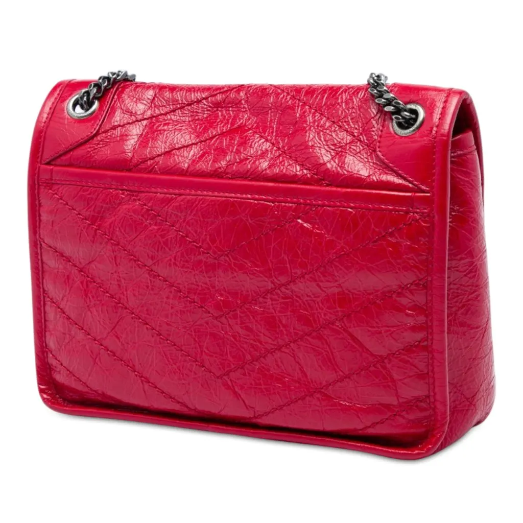Saint Laurent Baby Crinkled Calfskin Niki Red Leather Very good - Back View