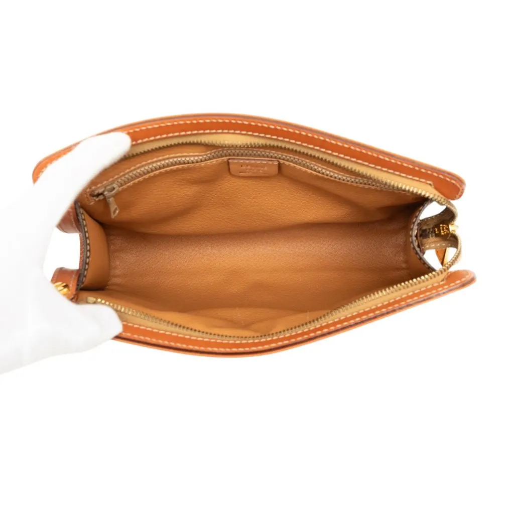 Celine Macadam Coated Canvas Clutch Brown Canvas Good - Model View