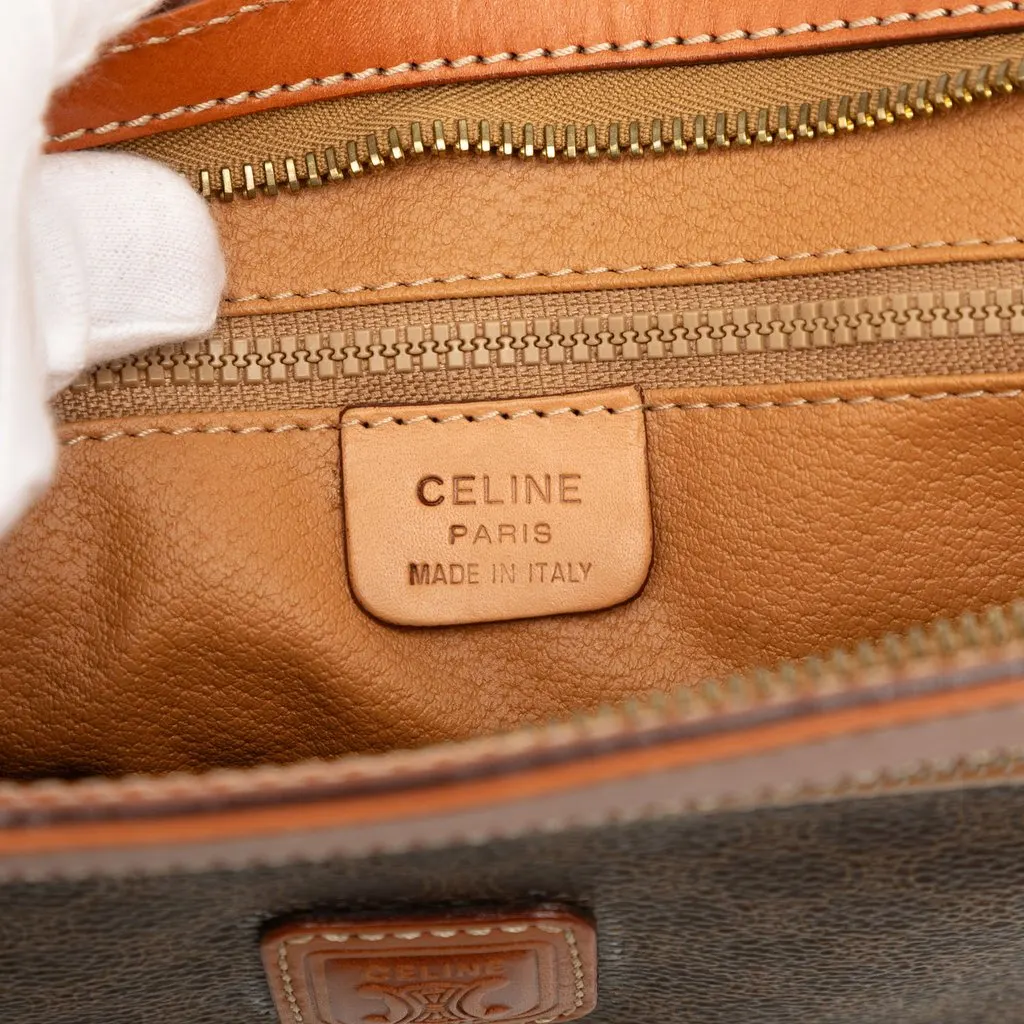 Celine Macadam Coated Canvas Clutch Brown Canvas Good - Box View