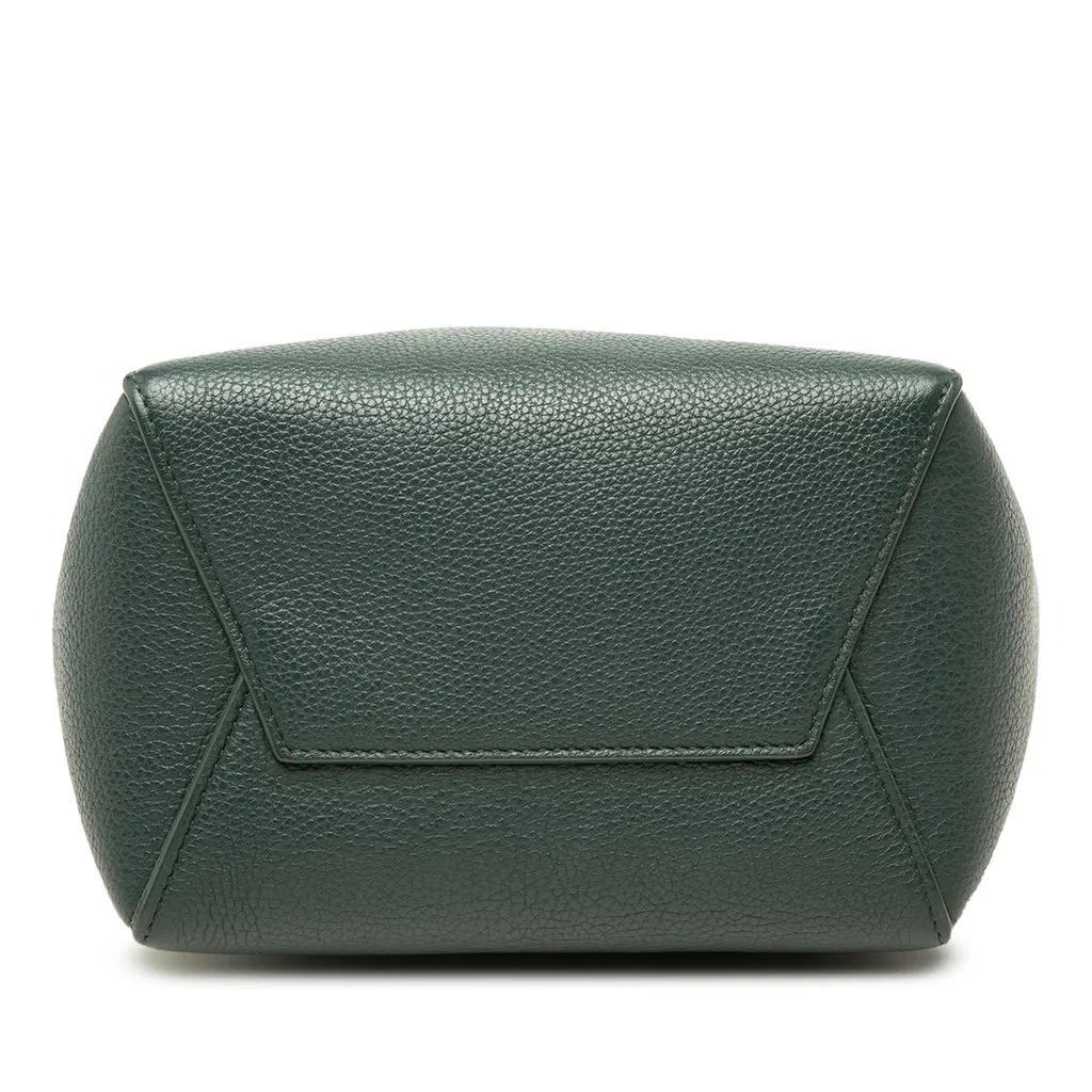Celine Small Soft Grained Calfskin Seau Sangle Bucket Bag Green Leather Good - Inside View