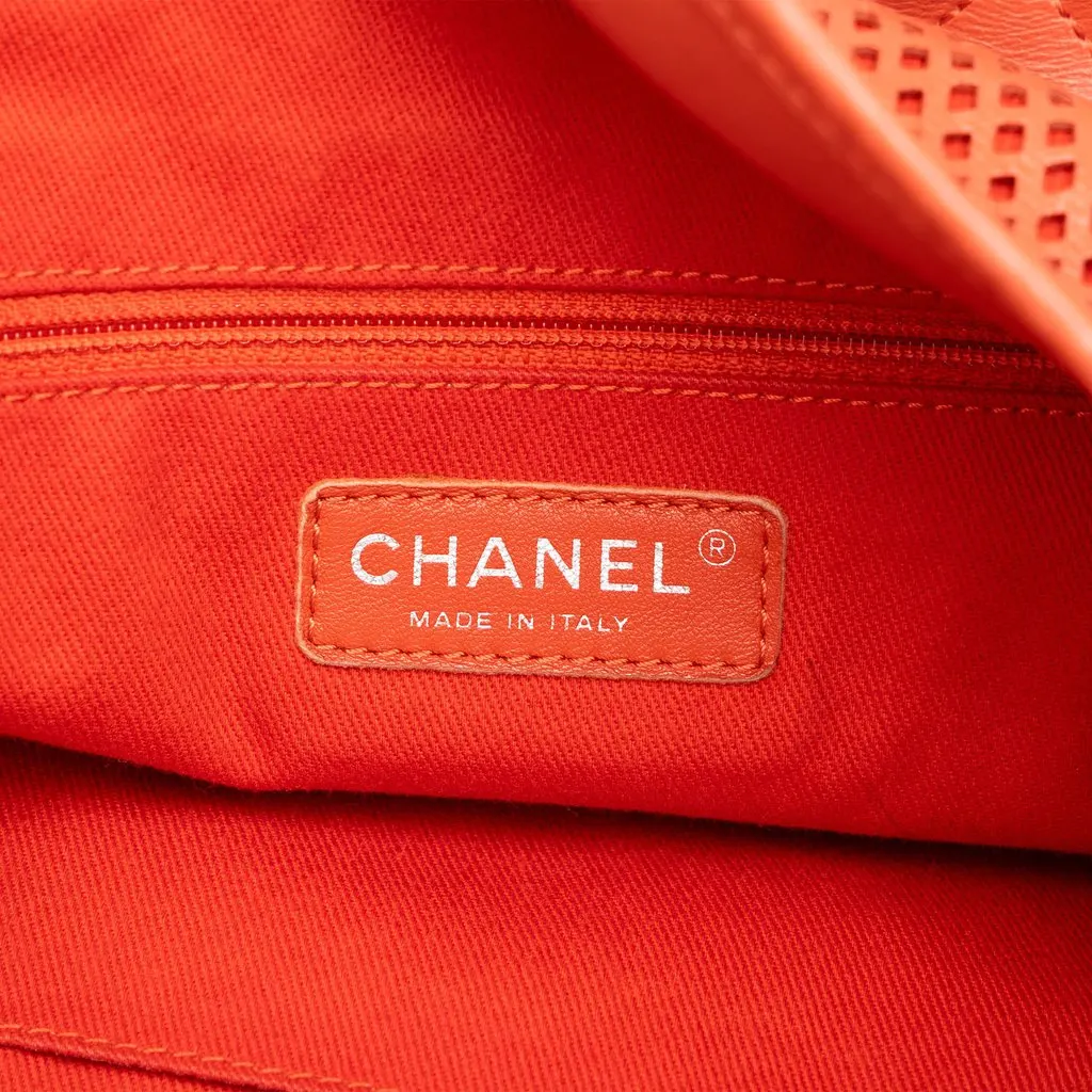 Chanel Perforated Calfskin Up In The Air North South Tote Orange Leather Very good - Box View
