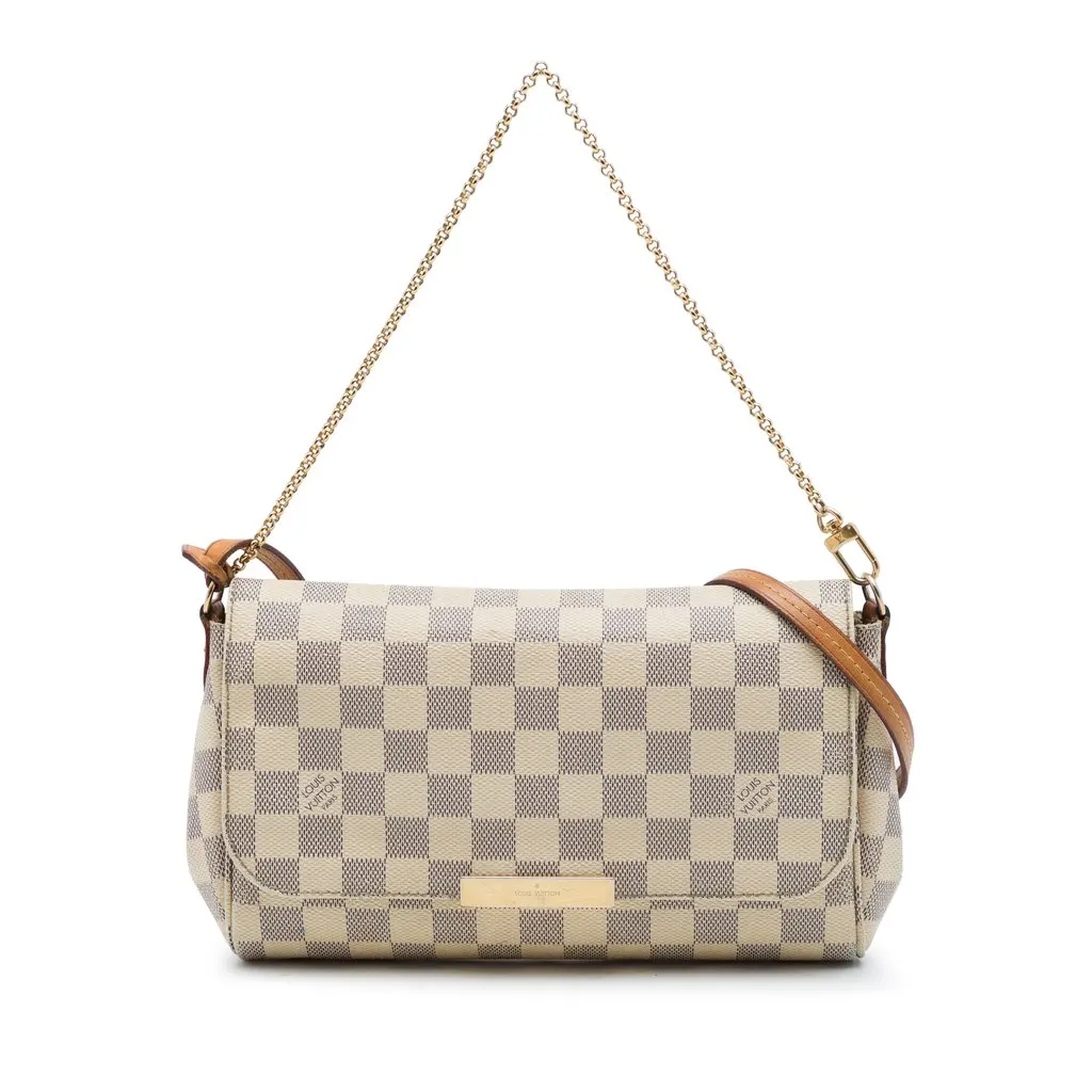 Louis Vuitton Damier Azur Favorite MM White Canvas Good - Front View