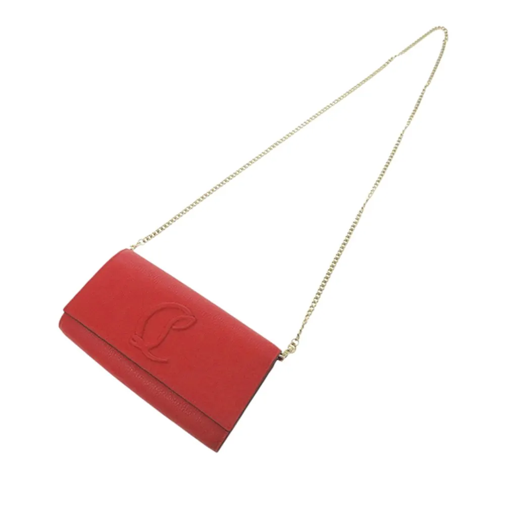 Christian Louboutin Grained Calfskin By My Side Wallet on Chain Red Leather Very good - Back View