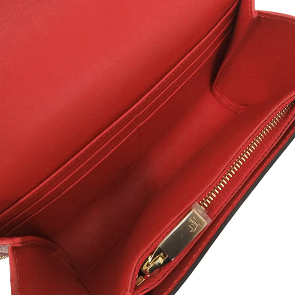 Christian Louboutin Grained Calfskin By My Side Wallet on Chain Red Leather Very good - Box View