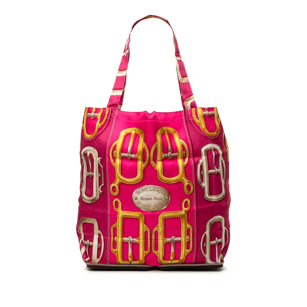 Hermès Bouclerie D Attelage Silky Pop Tote Pink Silk Very good - Front View