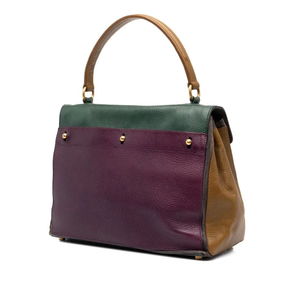 Saint Laurent Tricolor Muse Two Handbag Purple Leather Good - Back View