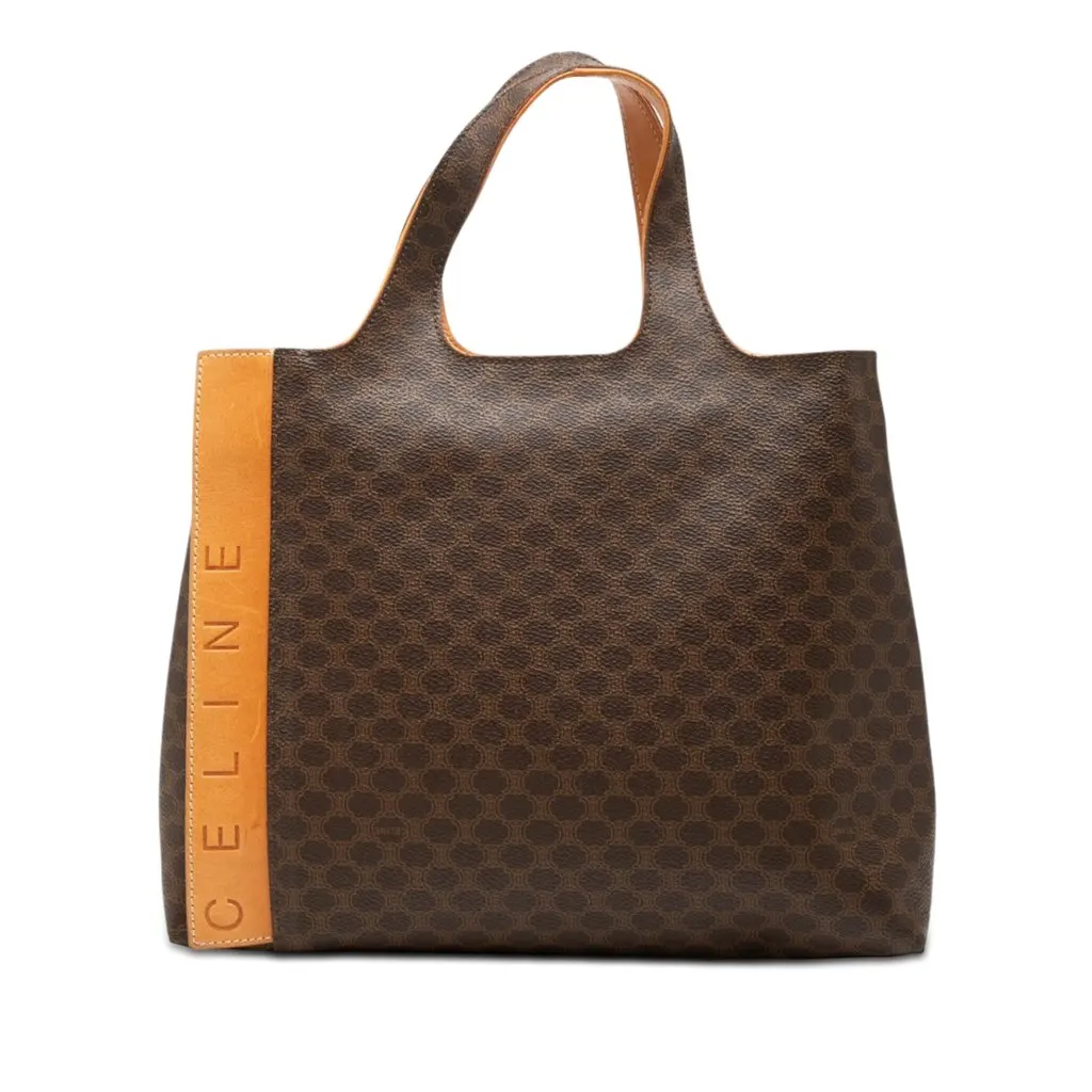 Celine Macadam Coated Canvas Tote Brown Very good - Front View