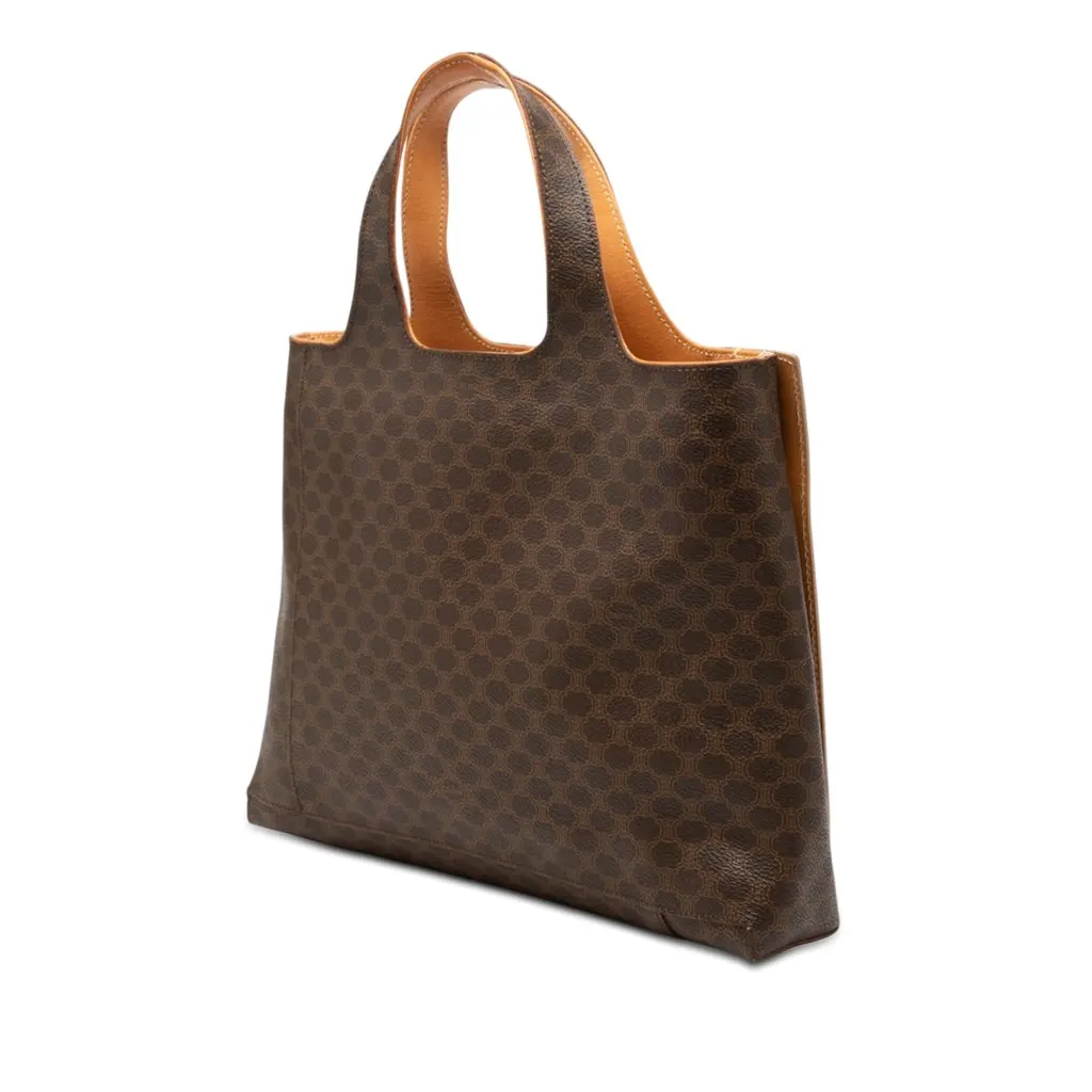 Celine Macadam Coated Canvas Tote Brown Very good - Back View