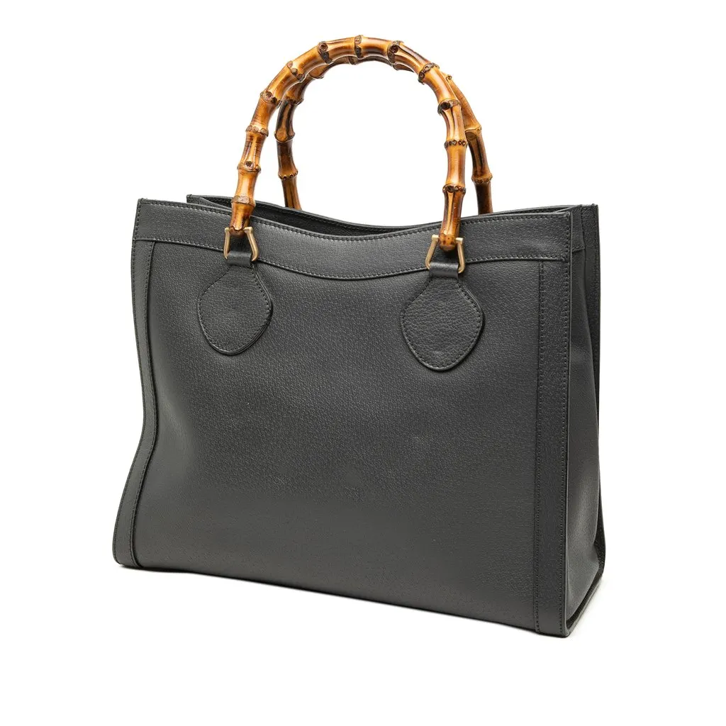 Gucci Medium Leather Bamboo Diana Tote Black Leather Very good - Back View
