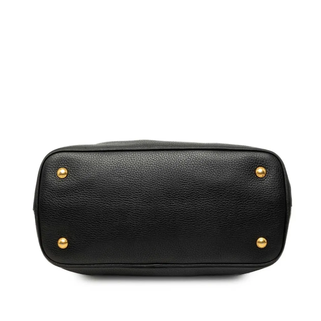 Prada Vitello Daino Open Convertible Tote Black Leather Good - Inside View