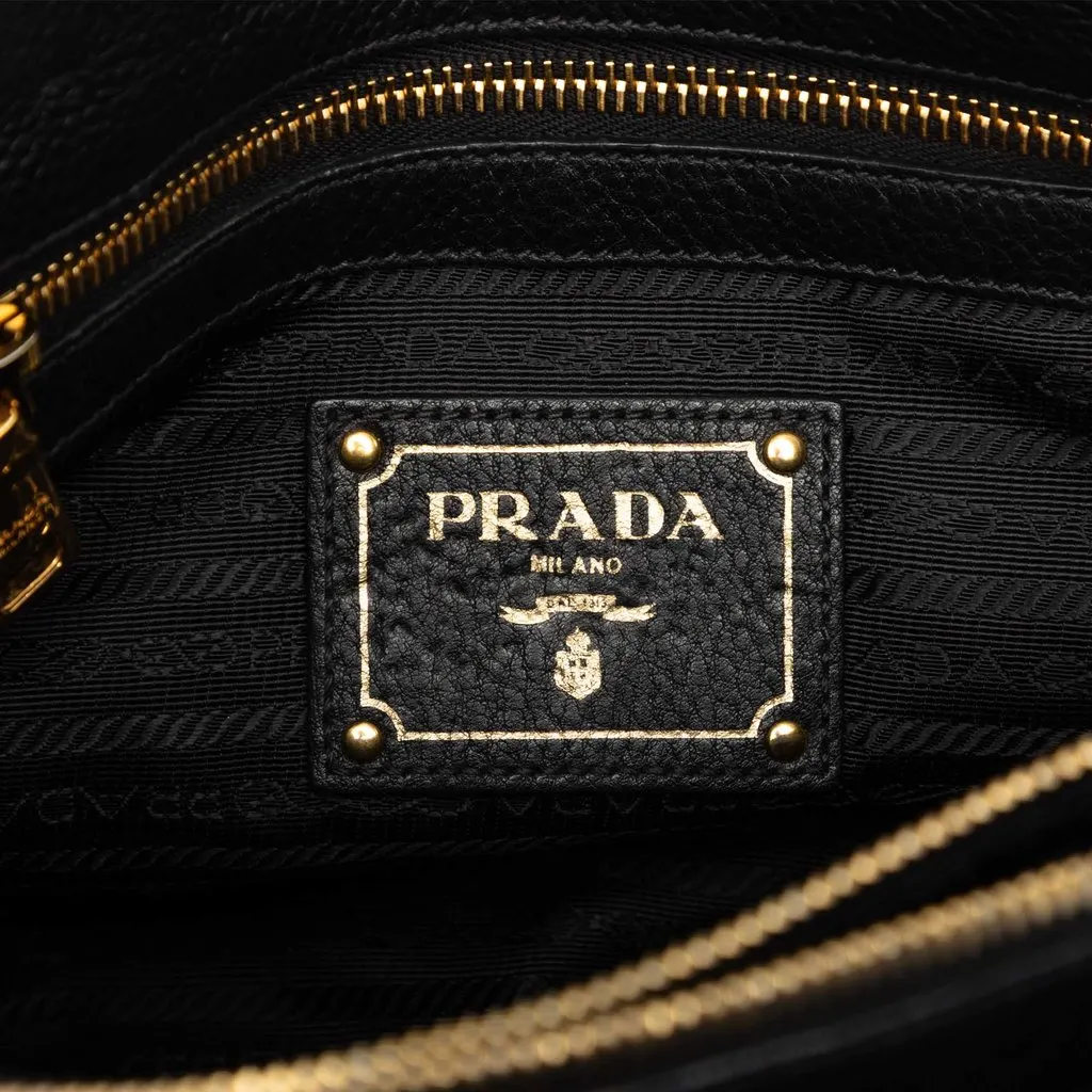 Prada Vitello Daino Open Convertible Tote Black Leather Good - Box View