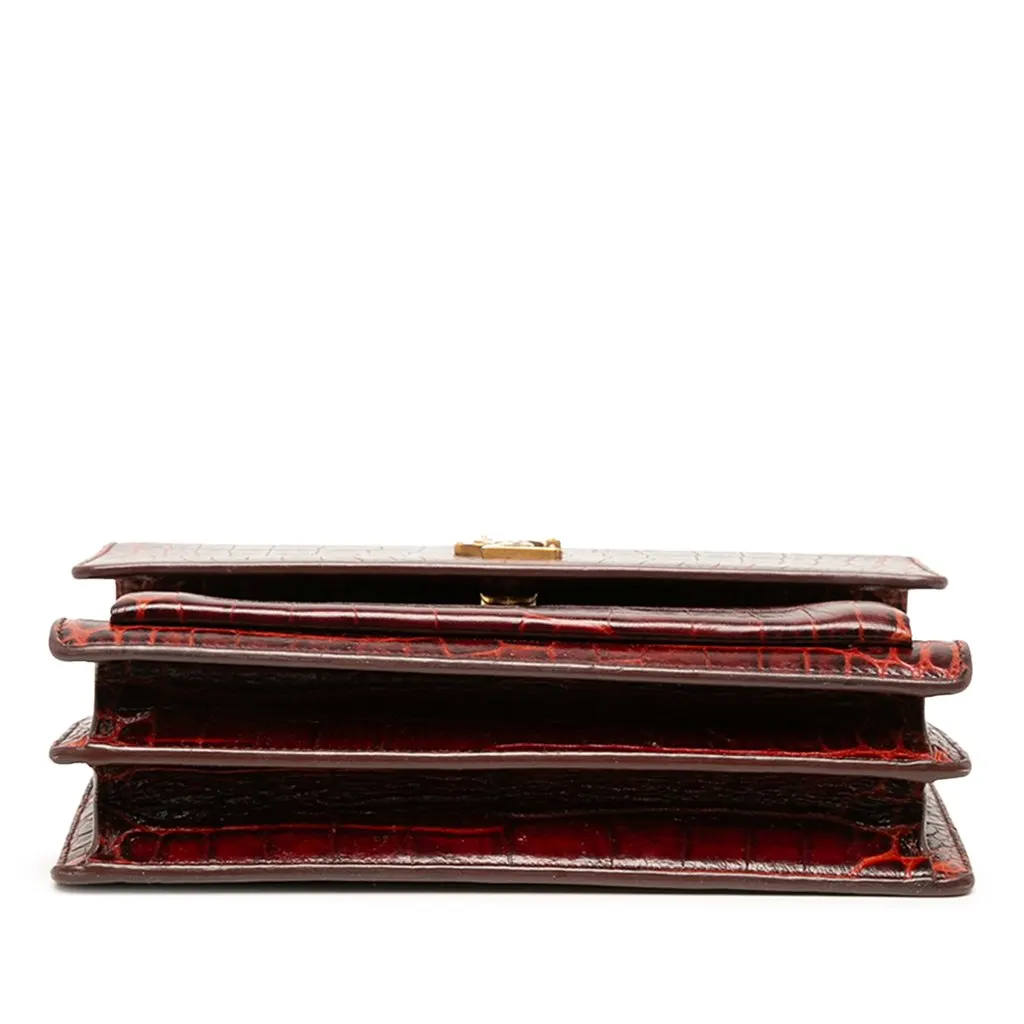 Saint Laurent Medium Croc Embossed Leather Monogram Sunset Crossbody Red Leather Very good - Inside View