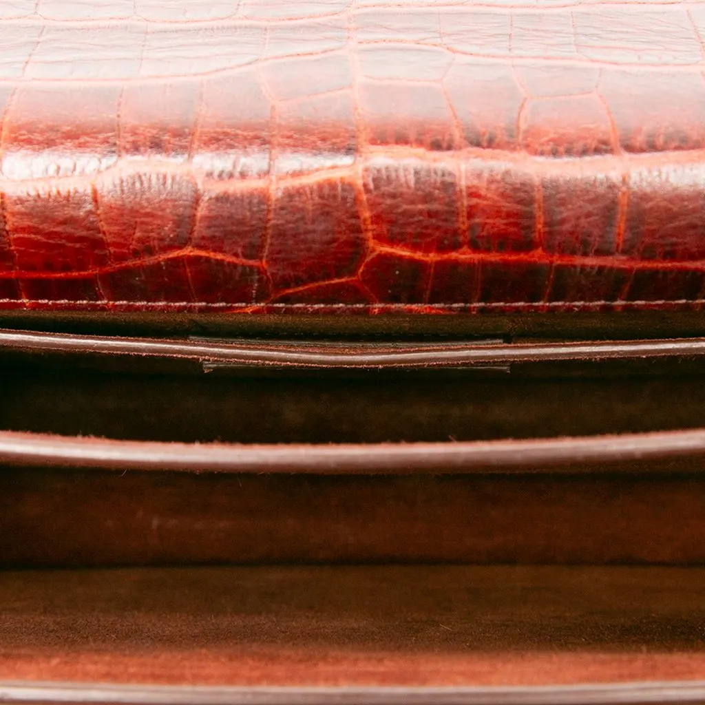 Saint Laurent Medium Croc Embossed Leather Monogram Sunset Crossbody Red Leather Very good - Model View