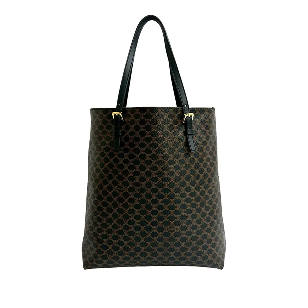 Celine Macadam Coated Canvas Tote Brown Canvas Good - Front View