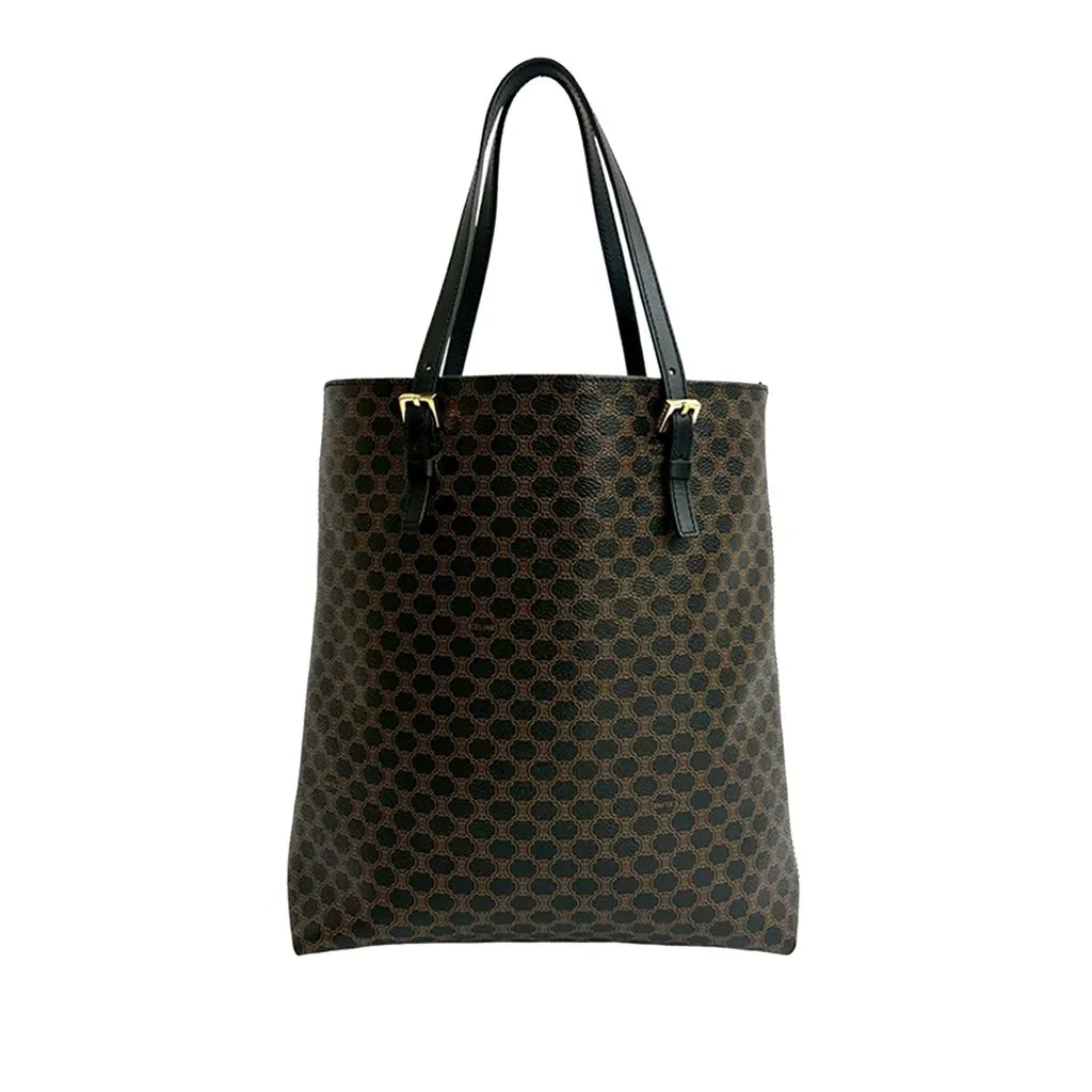 Celine Macadam Coated Canvas Tote Brown Canvas Good - Back View