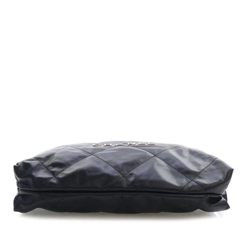 Chanel Large Quilted Shiny Calfskin 22 Backpack Black Leather Very good - Inside View