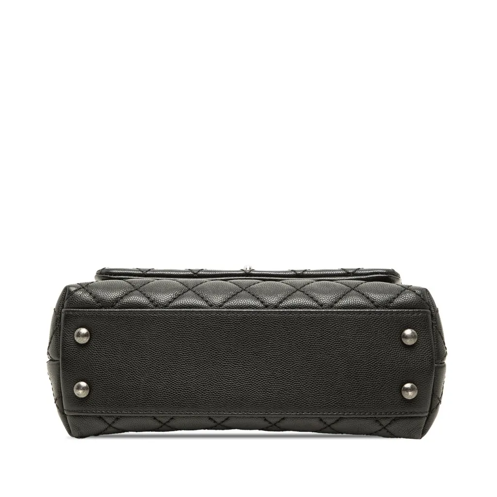 Chanel Mini Quilted Caviar Coco Top Handle Bag Black Leather Very good - Inside View