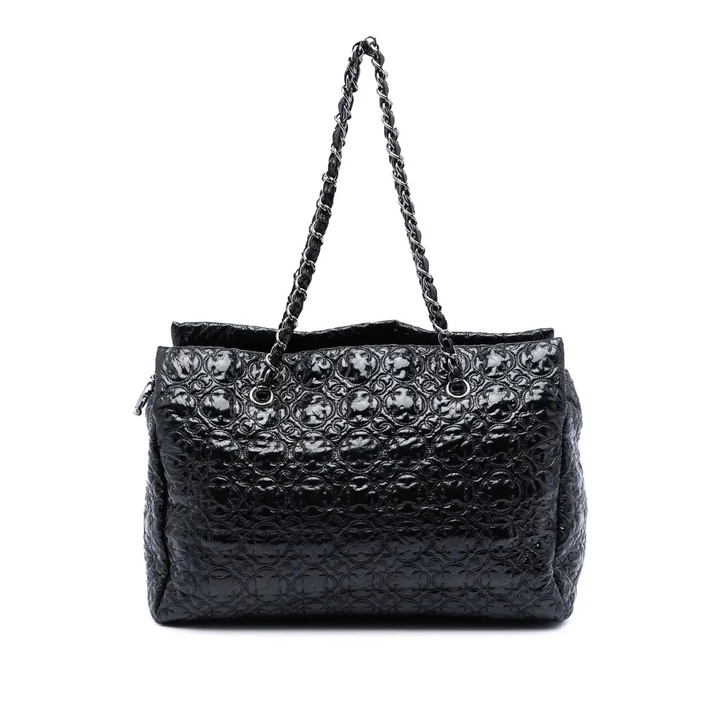 Chanel Quilted Vinyl Rock in Moscow Tote Black Plastic Very good - Front View