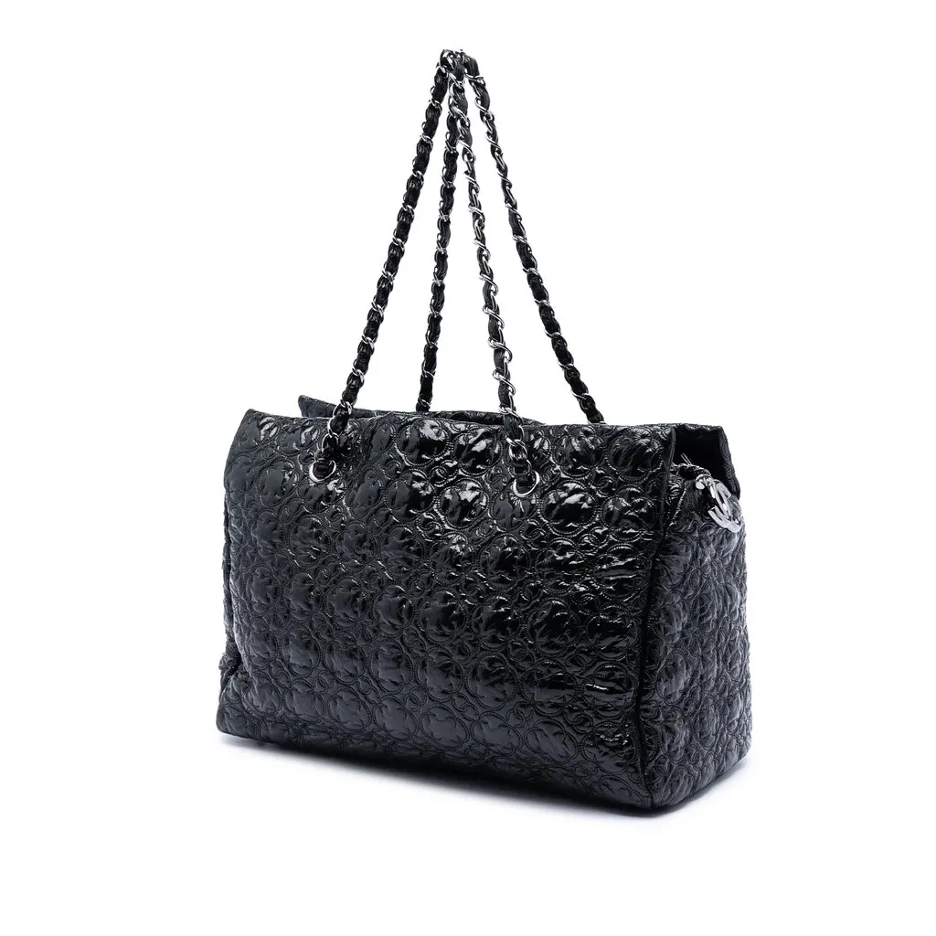 Chanel Quilted Vinyl Rock in Moscow Tote Black Plastic Very good - Back View
