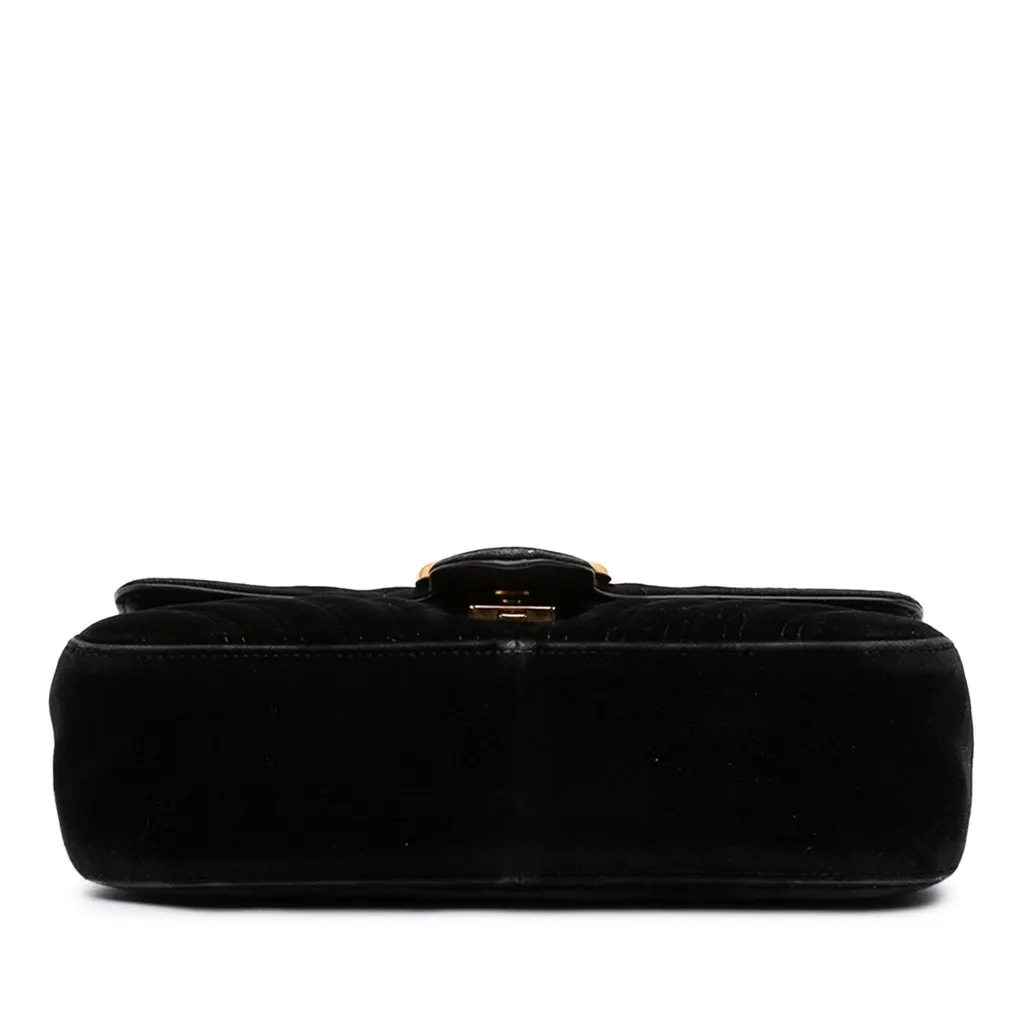 Gucci Medium GG Marmont Matelasse Velvet Shoulder Bag Black Very good - Inside View