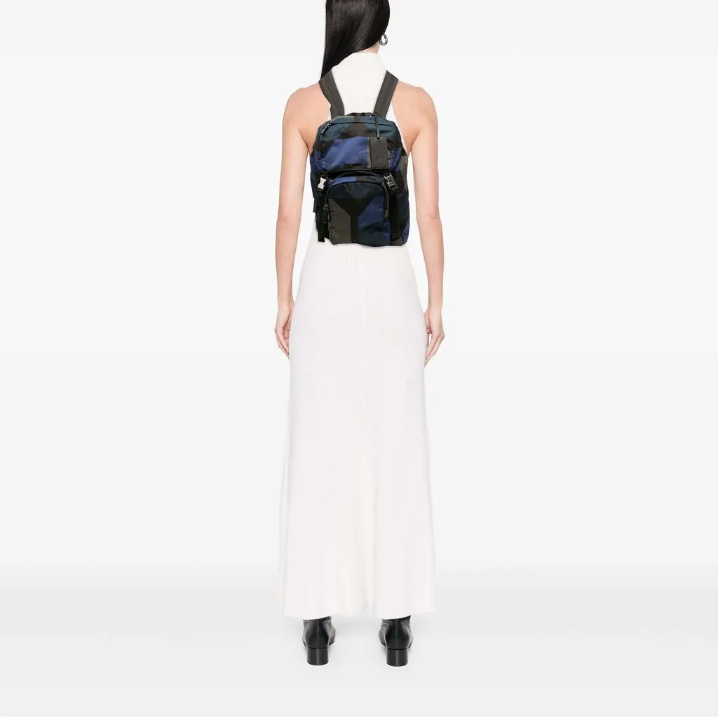 Prada Tessuto Geometric Backpack Black Polyamide Very good - Box View