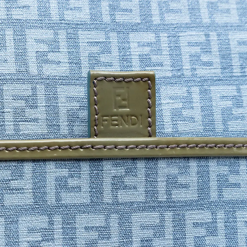 Fendi Zucchino Coated Canvas Forever Crossbody Blue Very good - Model View