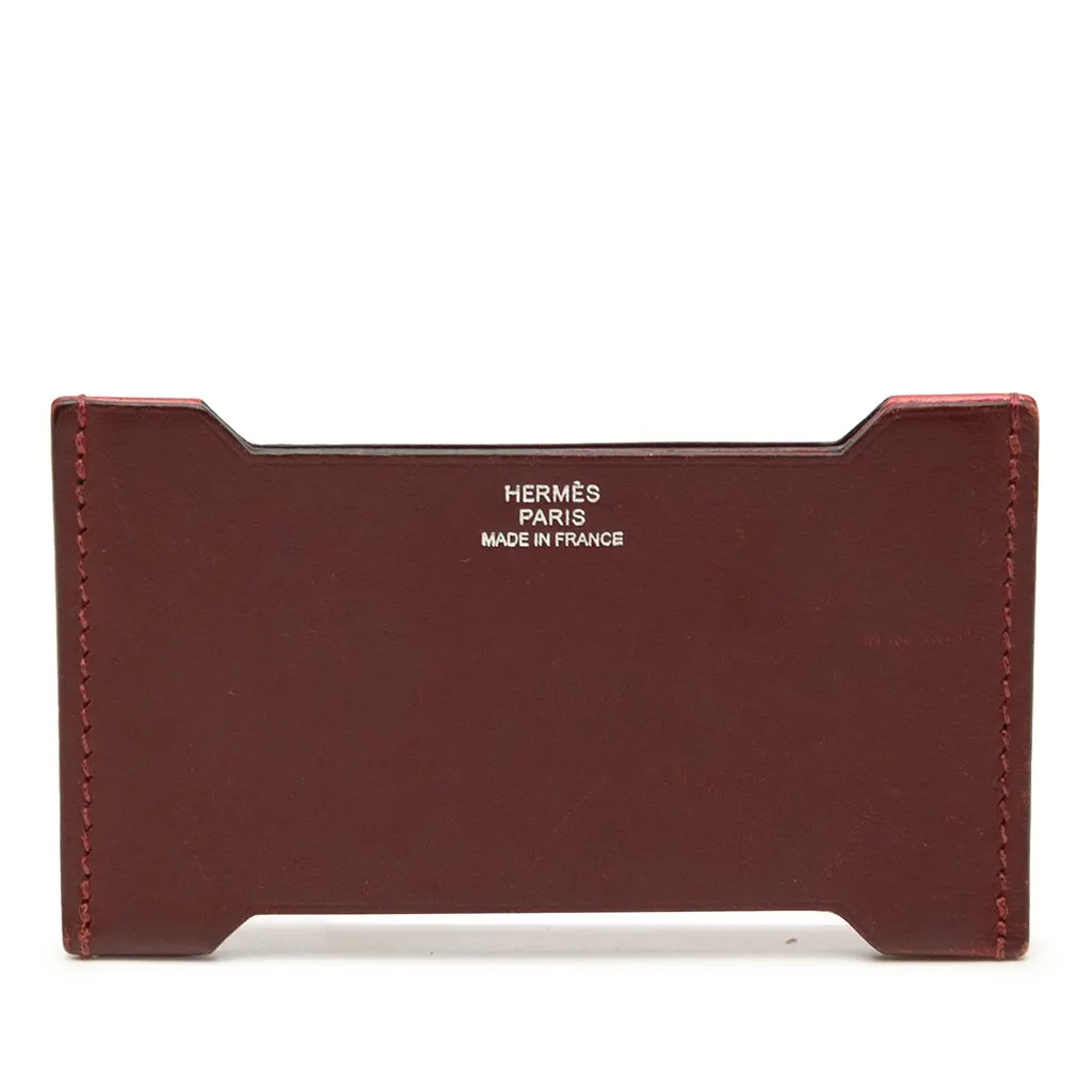 Hermès Tadelakt and Sombrero Manhattan Card Holder Red Leather Very good - Front View