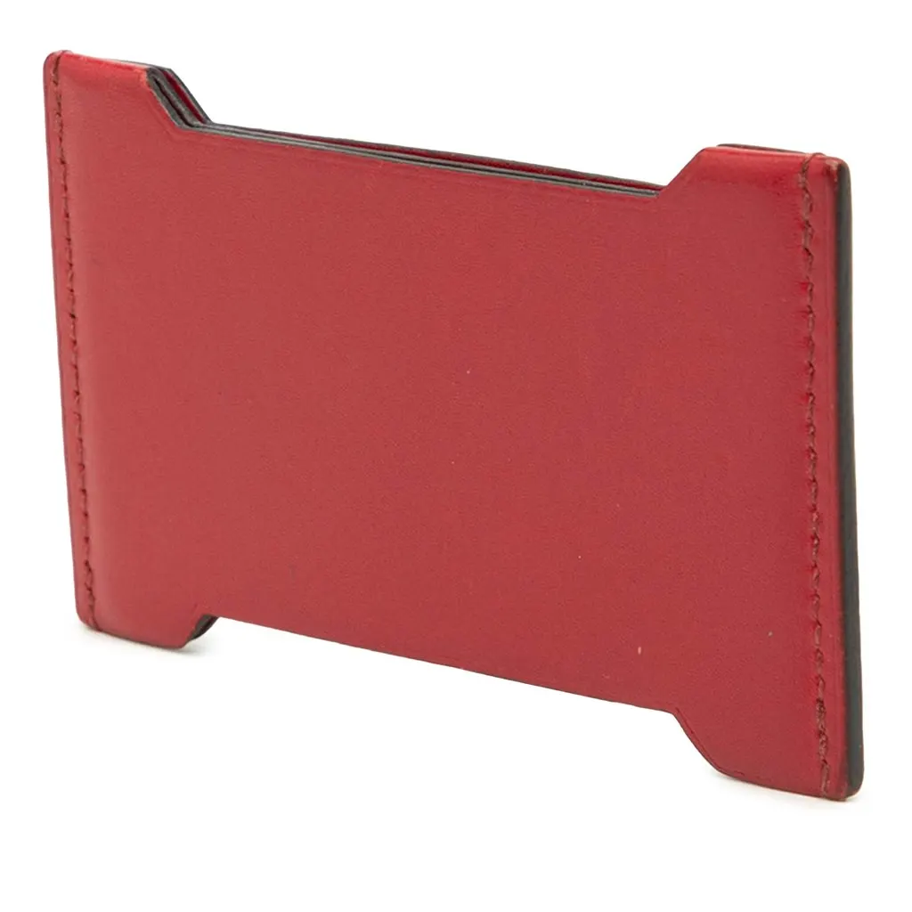 Hermès Tadelakt and Sombrero Manhattan Card Holder Red Leather Very good - Back View
