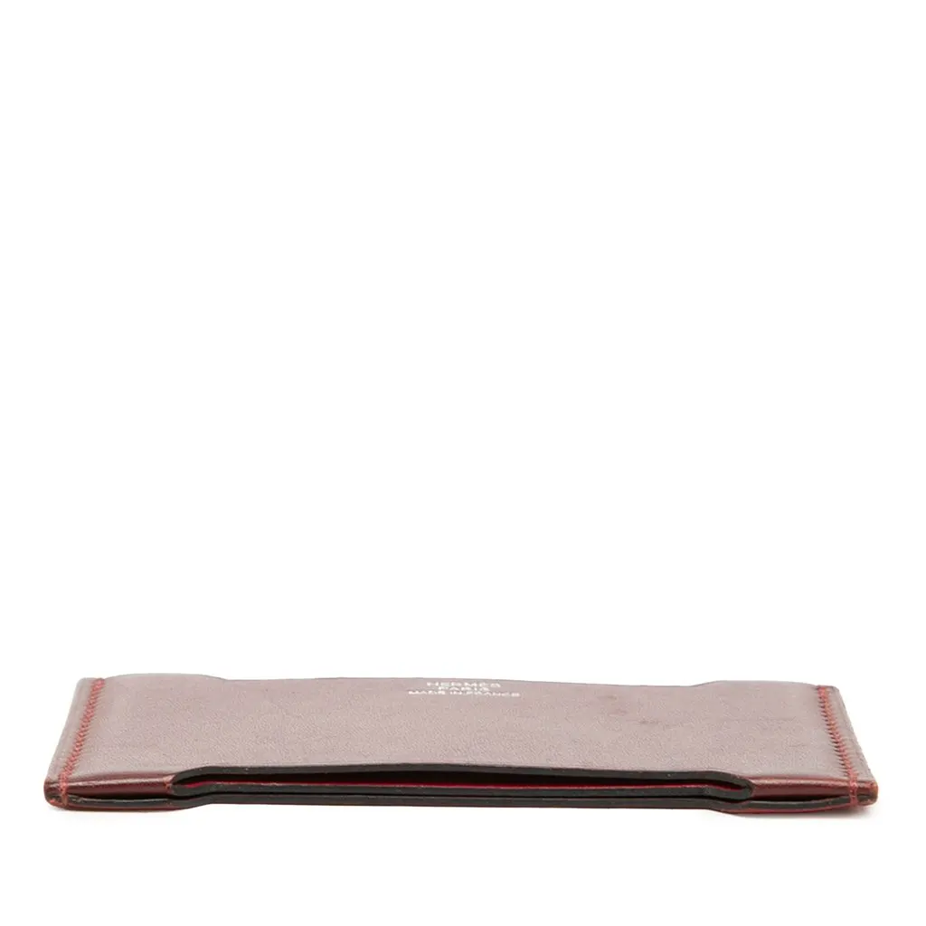 Hermès Tadelakt and Sombrero Manhattan Card Holder Red Leather Very good - Inside View