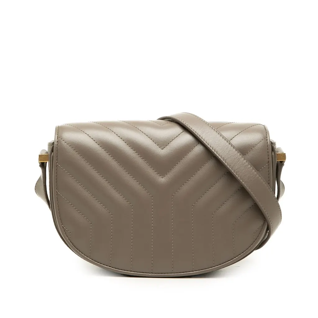 Saint Laurent Small Matelasse Calfskin Joan Crossbody Brown Leather Good - Front View