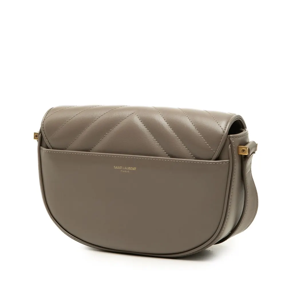Saint Laurent Small Matelasse Calfskin Joan Crossbody Brown Leather Good - Back View