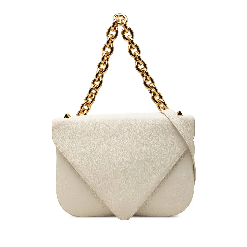 Bottega Veneta Medium Leather Mount Envelope Chain Bag White Leather Very good - Front View