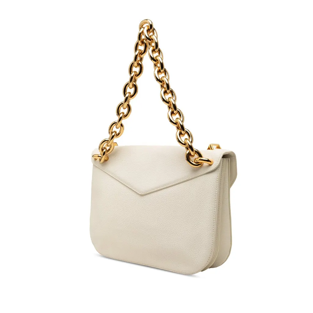 Bottega Veneta Medium Leather Mount Envelope Chain Bag White Leather Very good - Back View