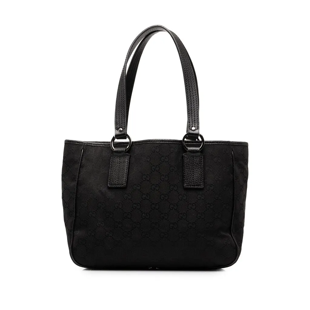 Gucci GG Canvas Tote Black Canvas Good - Front View