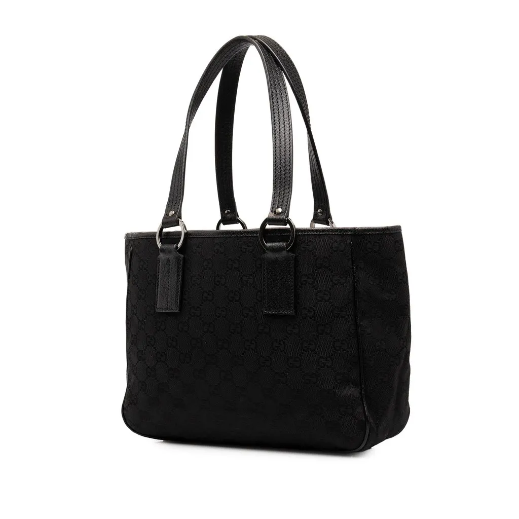 Gucci GG Canvas Tote Black Canvas Good - Back View