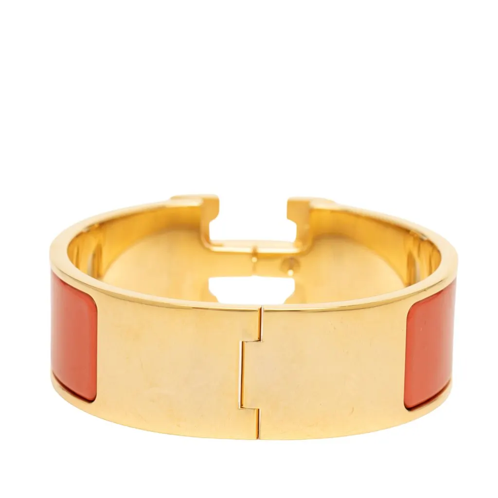 Hermès Wide Enamel Clic H Bracelet PM Orange Very good - Inside View