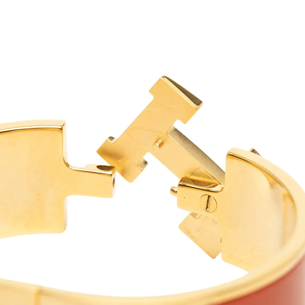 Hermès Wide Enamel Clic H Bracelet PM Orange Very good - Box View