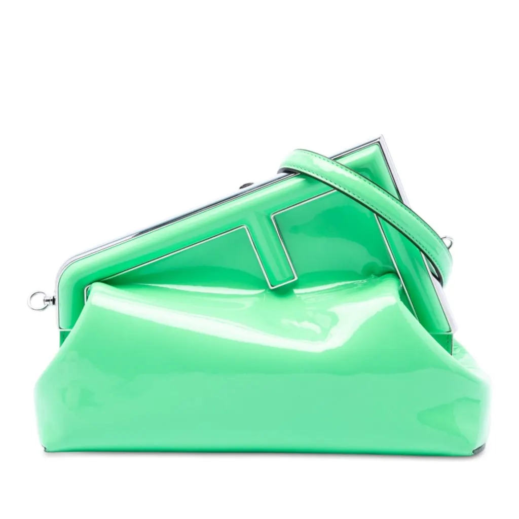 Fendi Midi Patent Fendi First Crossbody Green Leather Very good - Front View