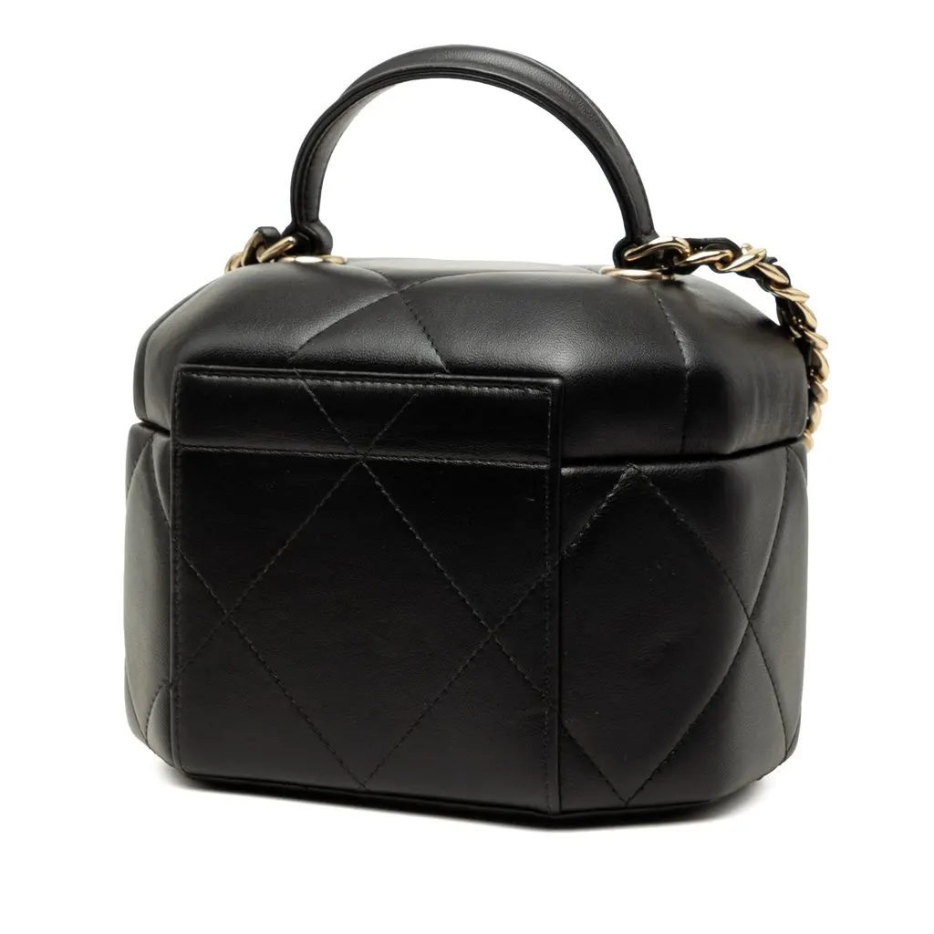 Chanel Quilted Lambskin Vendome Case Black Leather Very good - Back View