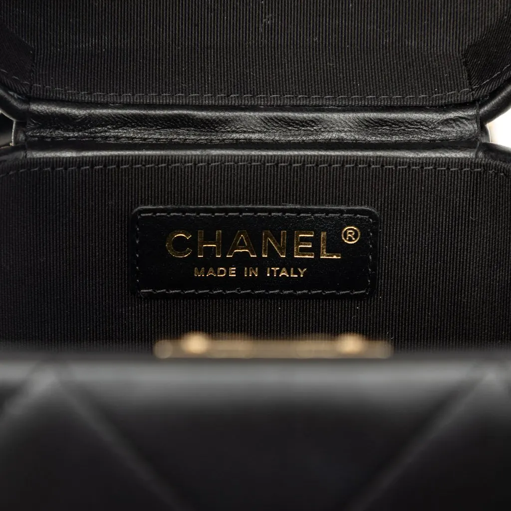 Chanel Quilted Lambskin Vendome Case Black Leather Very good - Box View