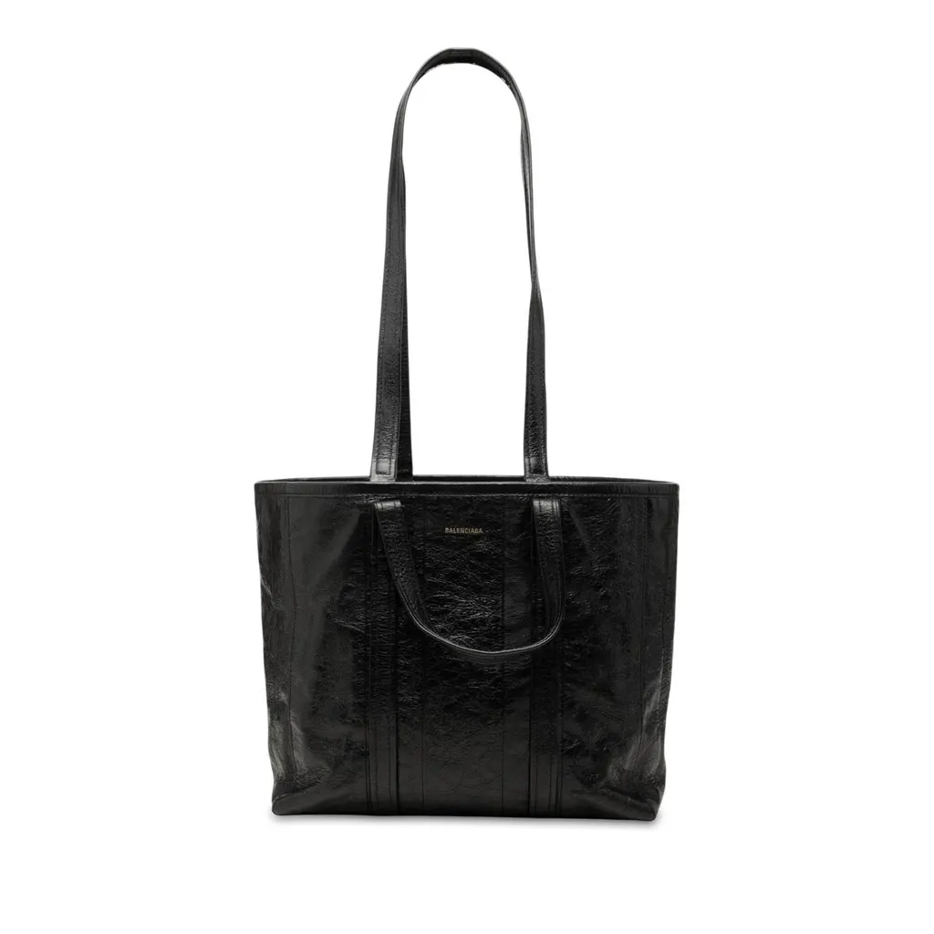 Balenciaga Medium Lambskin Barbes East West Shopper Tote Black Leather Very good - Front View