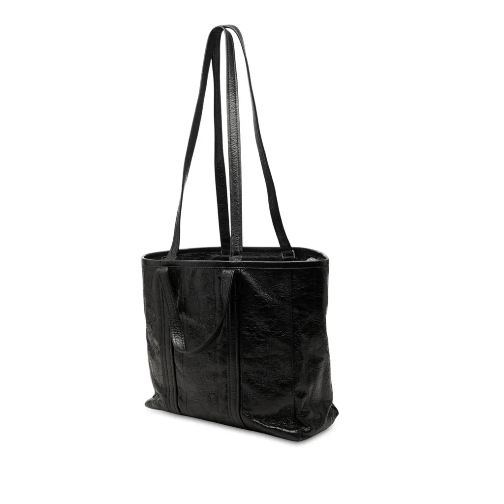 Balenciaga Medium Lambskin Barbes East West Shopper Tote Black Leather Very good - Back View