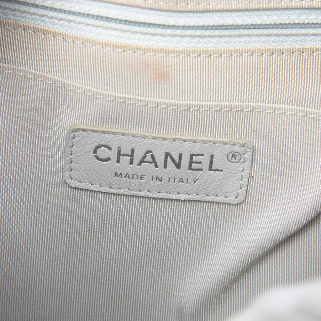 Chanel Small Chevron Iridescent Calfskin Urban Spirit Bucket Bag Silver Leather Very good - Box View