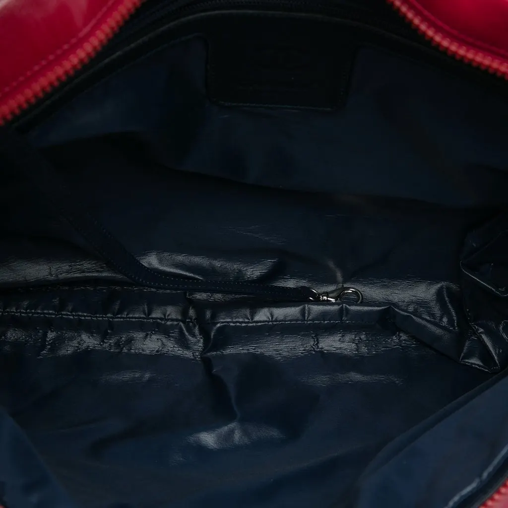 Chanel Large Bicolor Quilted Nylon and Lambskin Coco Cocoon Flat Tote Blue Polyamide Very good - Model View