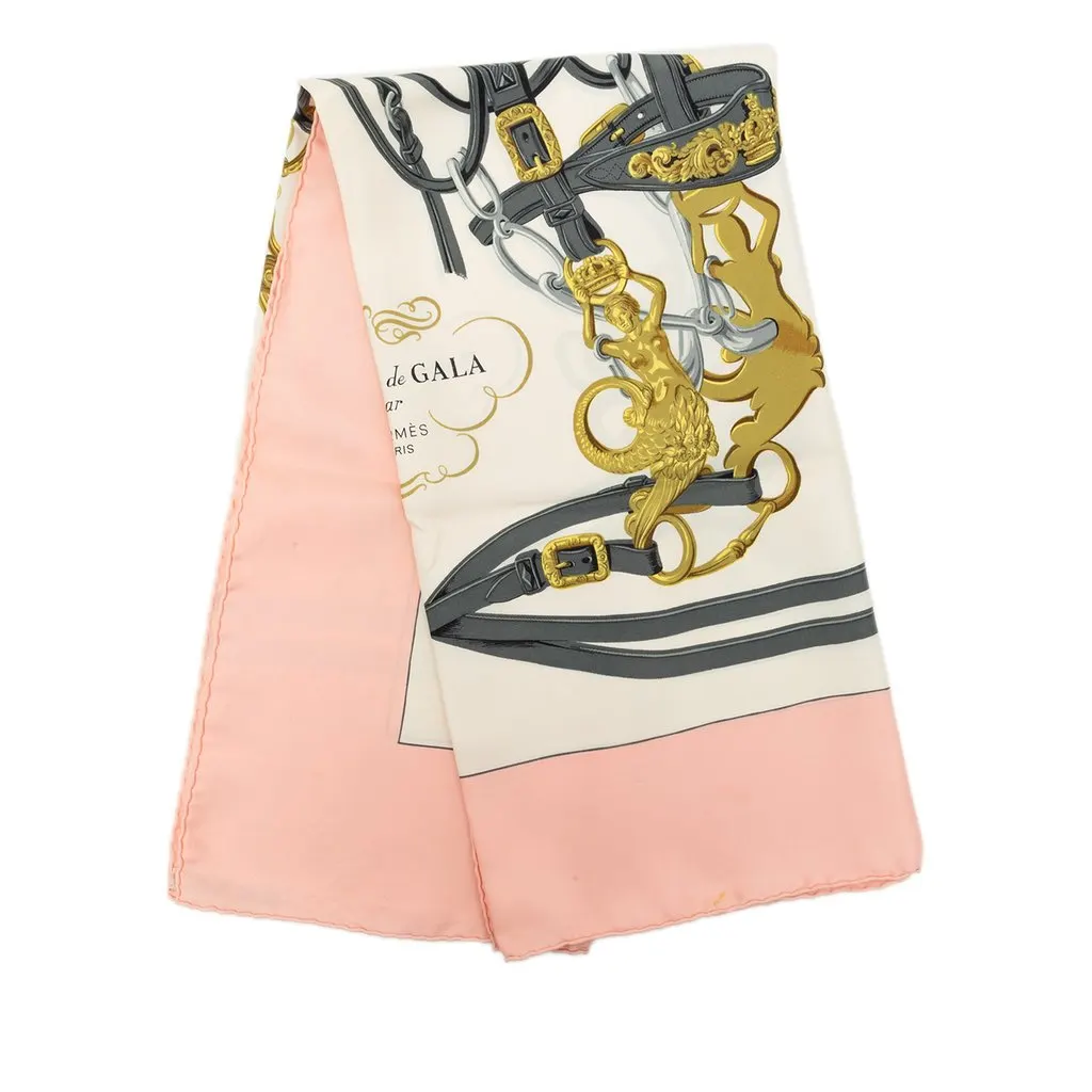 Hermès Brides de Gala Silk Scarf 90 White Silk Very good - Front View