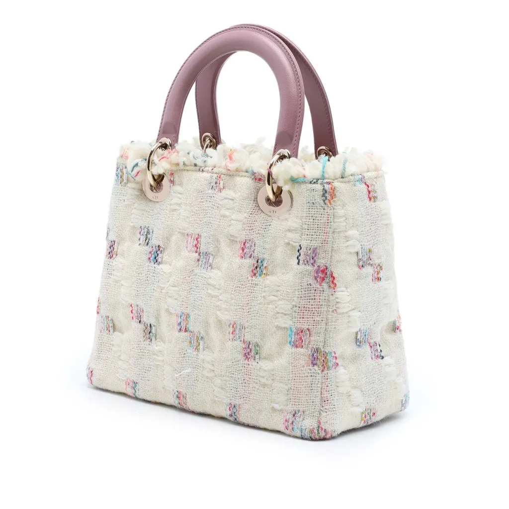 Dior Medium Tweed Lady Dior White Very good - Back View