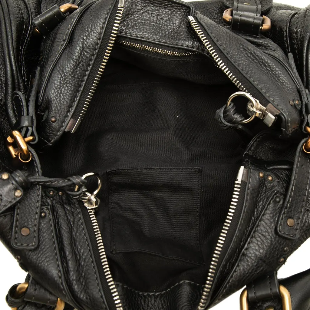 Chloé Medium Leather Paddington Handbag Black Leather Very good - Model View