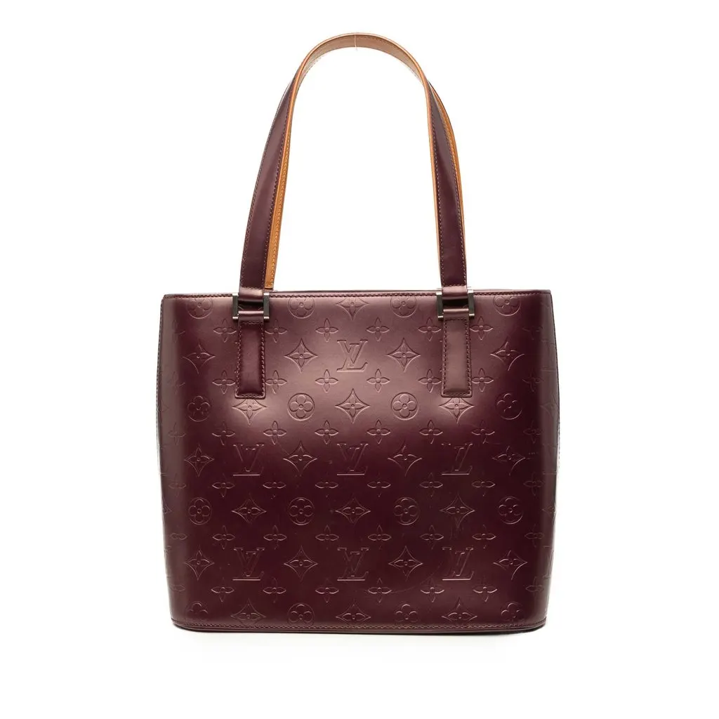 Louis Vuitton Monogram Mat Stockton Red Leather Good - Front View