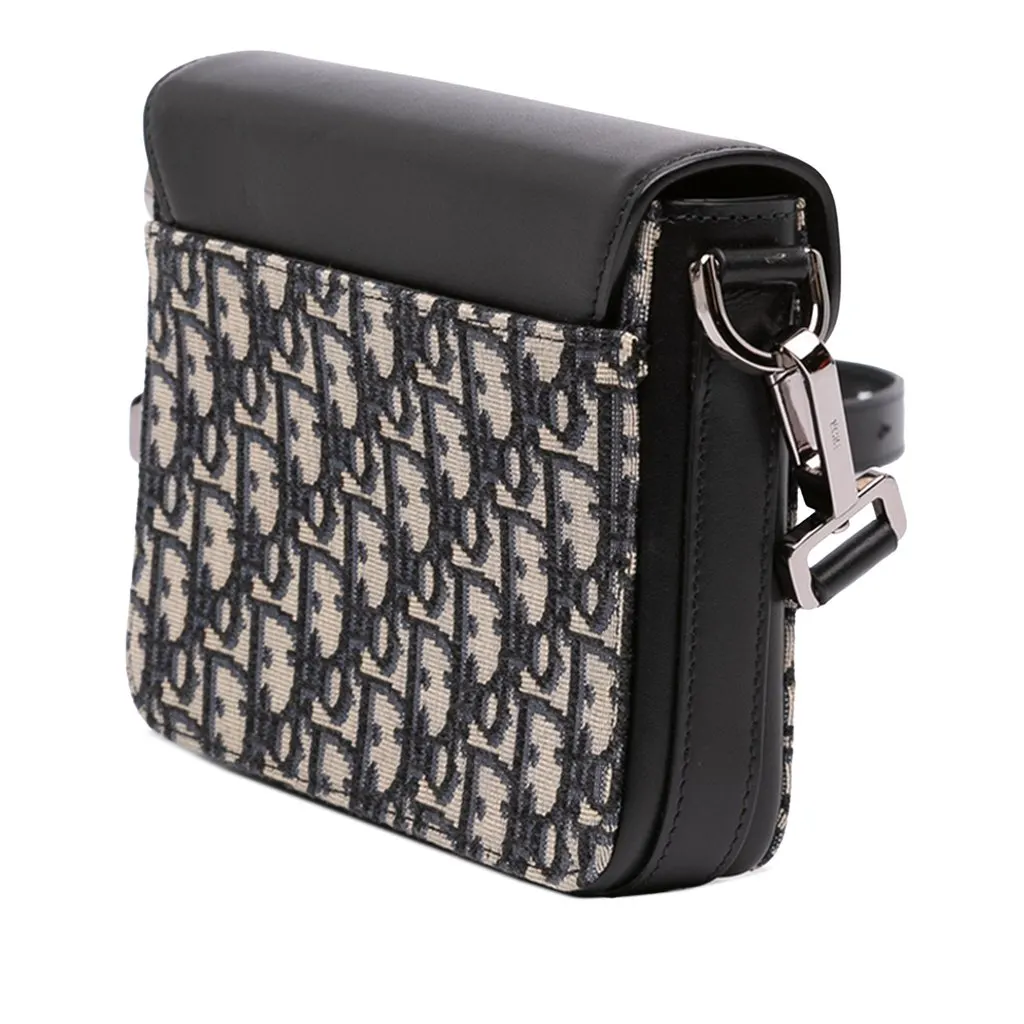 Dior Oblique Canvas and Smooth Calfskin Messenger Bag Black Very good - Back View