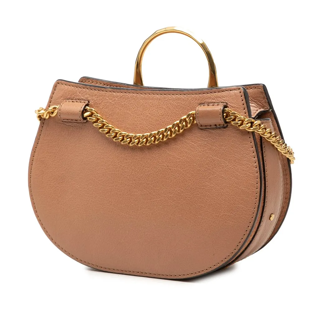 Chloé Mini Calfskin and Suede Pixie Signature Satchel Brown Leather Very good - Back View